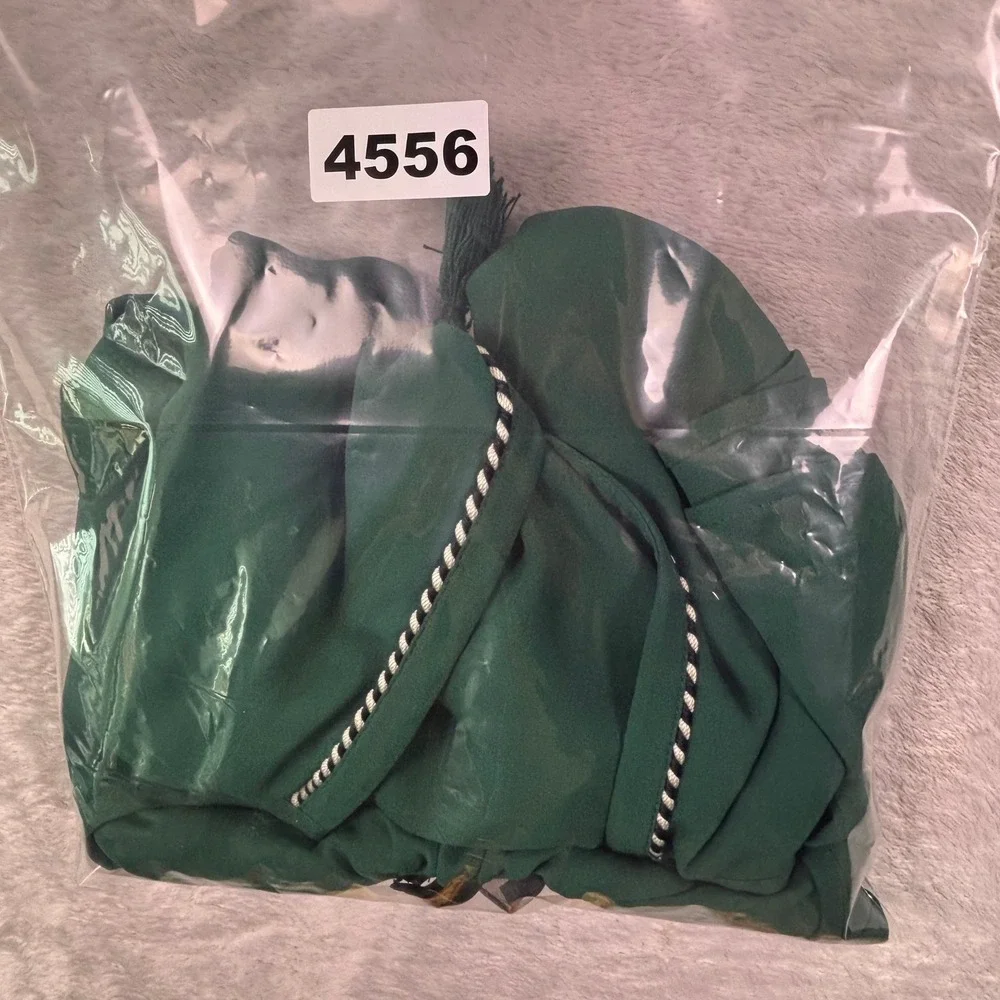 J. Crew Women Blouse Size 8 Green‎ Tassel Whipstitch Split Neck Long Sleeve